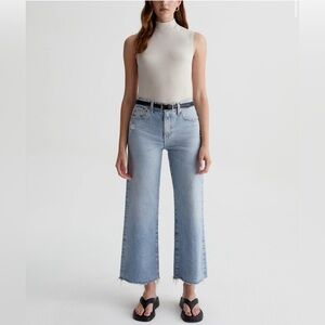 NWT AG Contour 360 Saige Wide Leg Crop Mid-rise Stretch Denim